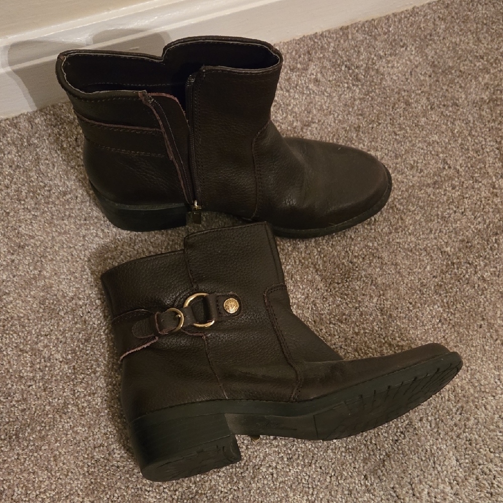 Anne Klein Dark Brown Ankle Boots with Buckle